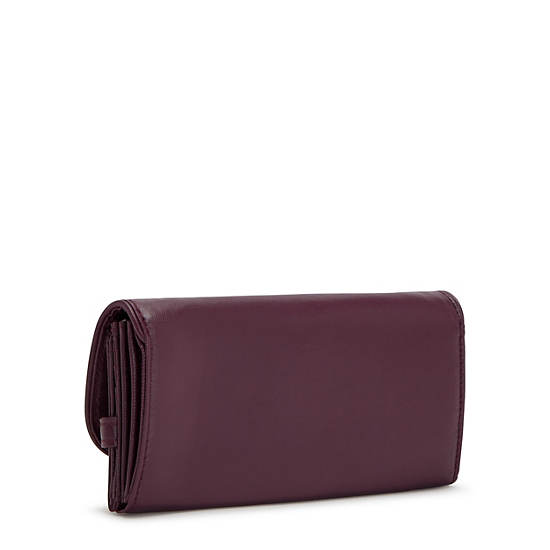 Kipling Money Land Metallic Snap Wallets Burgundy Lacquer | CA 1786YX